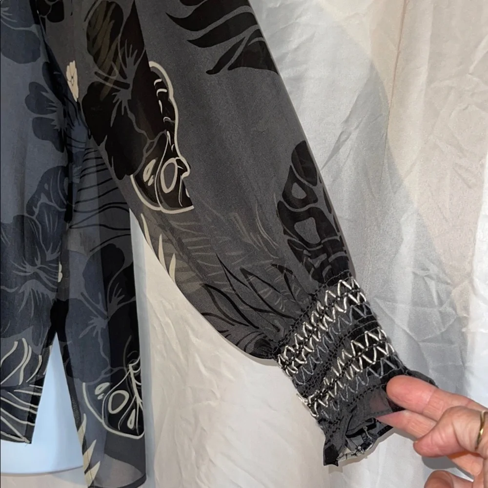 CAbi Aloha Black Long Sleeve Sheer Ruffled Blouse - Picture 9 of 16